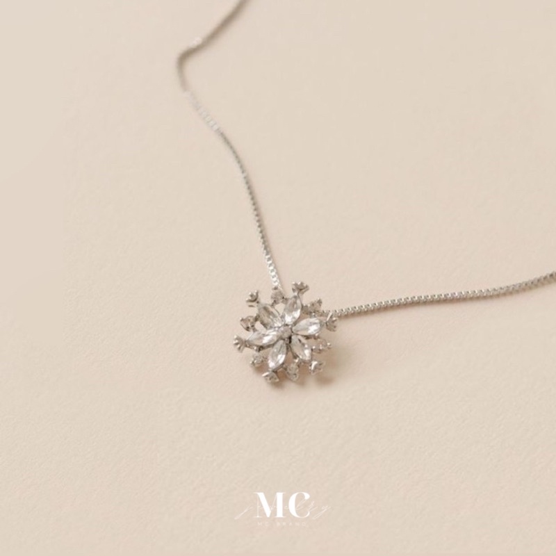 MCbrand.Jew สร้อยเงินเเท้92.5%จี้เกล็ดหิมะ ใส่ติดตัวใส่อาบน้ได้เลยไม่ลอกไม่แพ้ มีใบรับประกันสินค้า