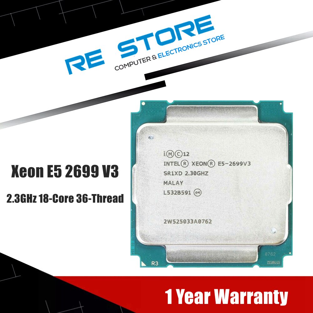 In stock intel Xeon E5 2699 v3 โปรเซสเซอร์ sr1xd 2.3GHz 18 core 145W ซ็อกเก็ต LGA 2011-3 CPU e5 2699