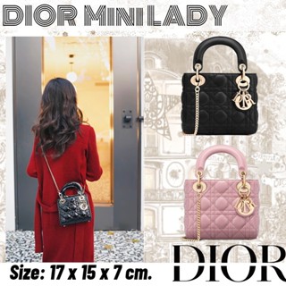 ดิออร์   DIOR  Mini LADY DIOR กระเป๋าถือ/สไตล์ล่าสุด/กระเป๋าสุภาพสตรี/กระเป๋าถือ/ยุโรปแท้100%