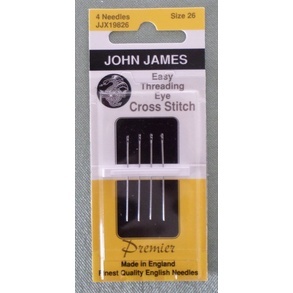 John James Easy Threading Eye Cross Stitch Needles เข็มปักครอสติชปลายเปิด เบอร์ 26 (แพ็ค 4 อัน)