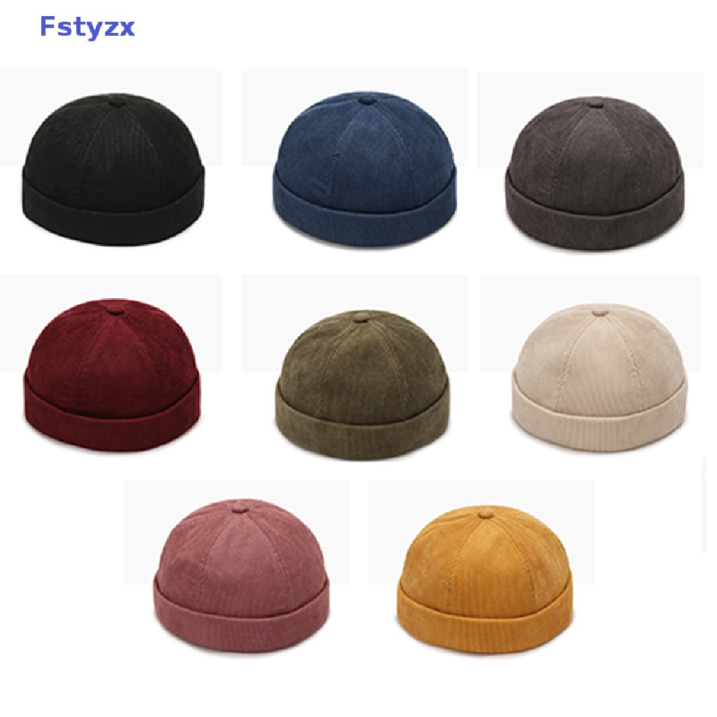 Fstyzx หมวกผ้าฝ้าย ไร้ขอบ ปรับหัวเข็มขัดได้ แนวสตรีท ลําลอง แบบพกพา สไตล์ฮิปฮอป แฟชั่นสําหรับผู้ชาย