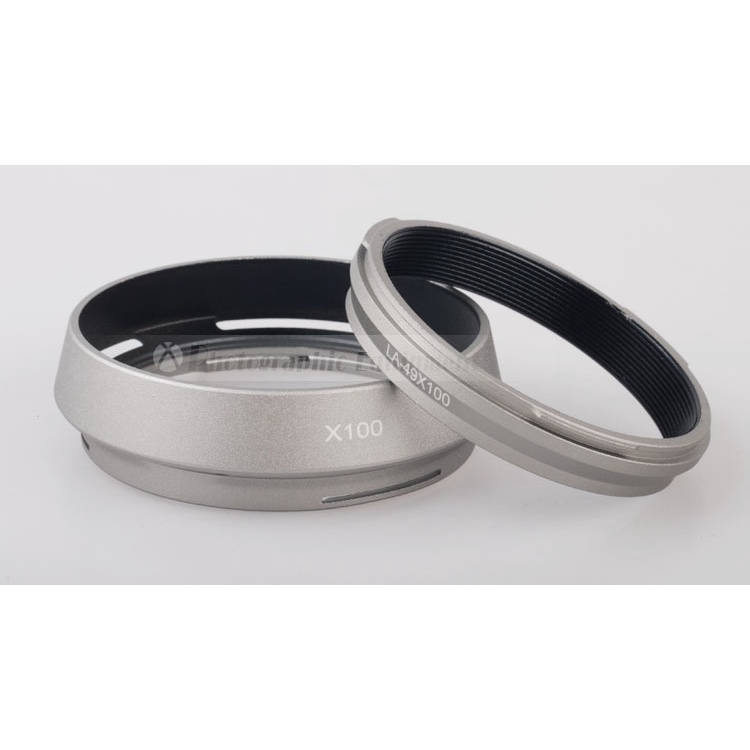 10 Pieces Metal X100 Lens Adapter + LA 49 Lens Hood for Fujifilm Fuji