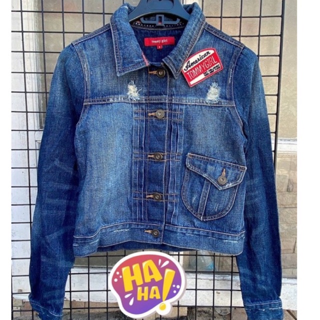 แจ็คเก็ตยีนส์แบรนด์ Tommy แท้มือสองสภาพใหม่ อก 32"