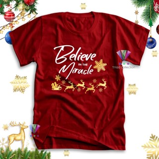 เสื้อยืด พิมพ์ลาย Merry Christmas แฟชั่นสตรี | Belive In The Miracle A2954 รองเท้ากีฬาแฟชั่น | เสื้อยืด สําหรับผู้ใหญ่ชา