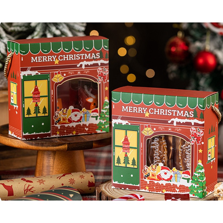 กล่องของขวัญ กล่องคริสต์มาส Chritmas หูหิ้ว หน้าต่าง Ks （CT21）