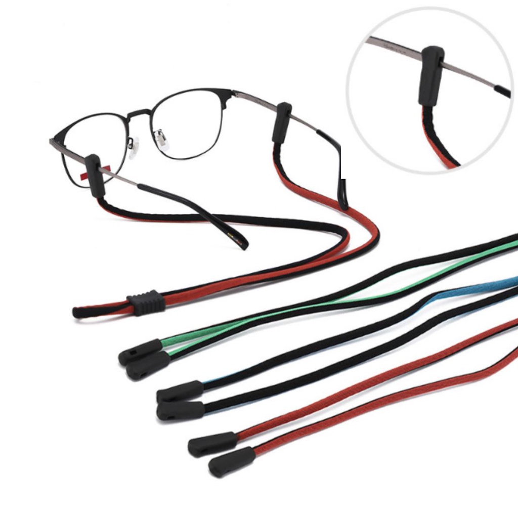 สายคล้องแว่น แบบขาเสียบข้าง มีหลายสีหลายลาย ใช้กับแว่นสายตา แว่นกันแดด แว่นกีฬา