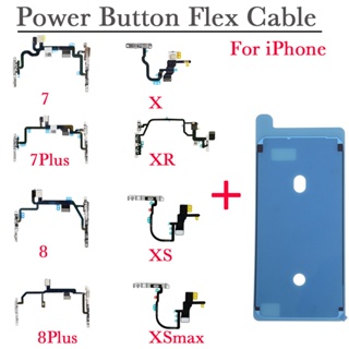 ปุ่มพาวเวอร์ สายเคเบิลอ่อน สําหรับ iPhone 7 7P 8 8 Plus X XR Xs Max พร้อมไฟแฟลช และหน้าจอ อะไหล่เปลี่ยนกาว กันน้ํา