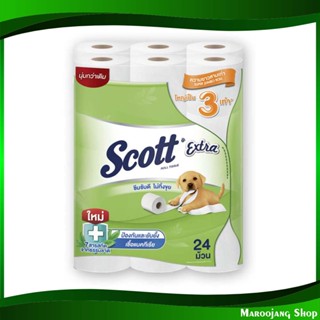 กระดาษชำระ ซุปเปอร์จัมโบ้ ยาว 3 เท่า Toilet paper, super jumbo 24 ม้วน สก๊อตต์ เอ็กซ์ตร้า Scott Extra กระดาษ เช็ดปาก เช