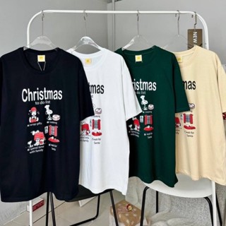 พร้อมส่ง🧸เสื้อยืดโอเวอร์ไซส์ Merry christmas สนูปคุ๊กกิ้ง