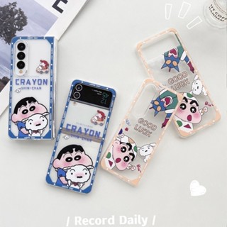 เคสโทรศัพท์มือถือ PC แข็ง กันกระแทก ลายการ์ตูนชินจังน่ารัก สําหรับ Samsung Galaxy Z Flip 3 Flip 4 Z Fold 3 Z Flod 4 5G