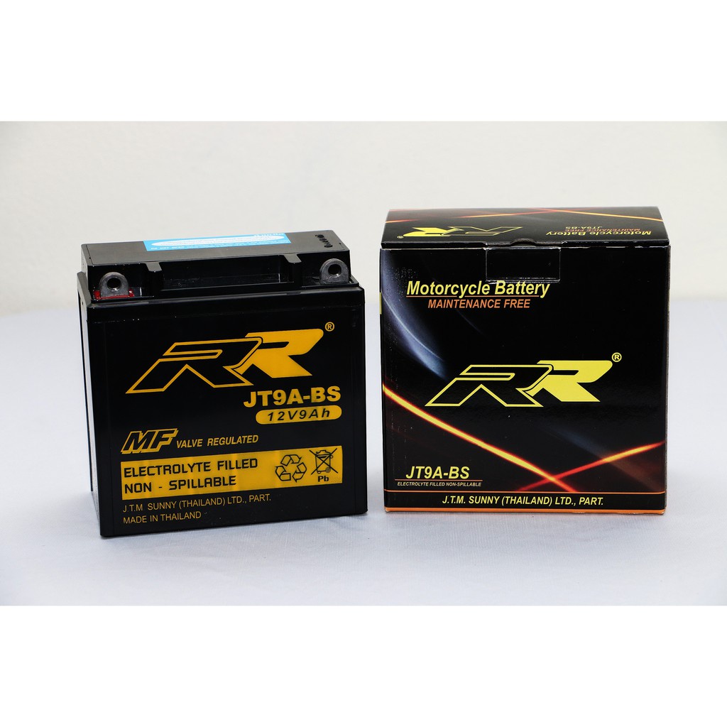 RR แบตเตอรี่แห้ง  JT9A-BS (12V/9Ah) 137 x 76 x 138 มม สำหรับรถจักยานยนต์ VIRAGO,CM250C,CENTAUR 150, BOSS, BN125 Eli
