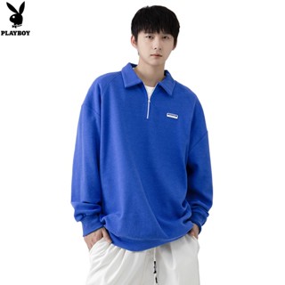Playboy เสื้อกันหนาวลําลอง ผ้าวาฟเฟิล แฟชั่นฤดูใบไม้ร่วง สไตล์อเมริกันเรโทร