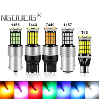 Ngoucig หลอดไฟเบรกรถยนต์ LED T15 T20 7440 7443 1156 BA15S 1157BAY15D 45SMD 12V 1 ชิ้น