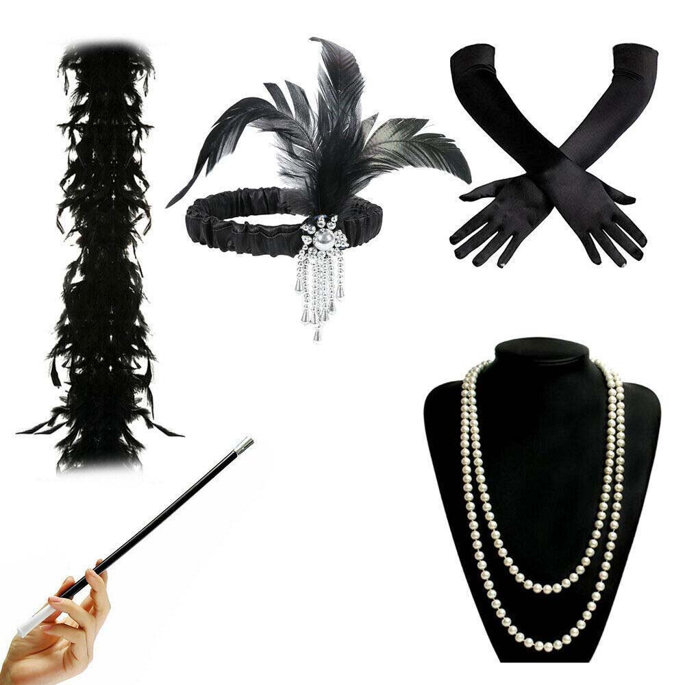 1920'S Ladies Gatsby Fancy Dress Accessories Flapper Charleston Girl Costume Set