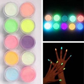 【AG】10 Pcs Noctilucent Nail Glitter Glowing Nail Art Fluorescent Acrylic Powder