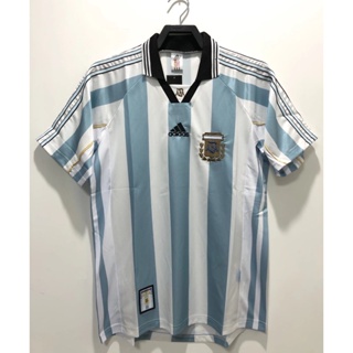 เสื้อกีฬาแขนสั้น ลายทีมชาติฟุตบอล Argentina 98 World Cup แนวเรโทร ไซซ์ S - XXL ชุดเหย้า