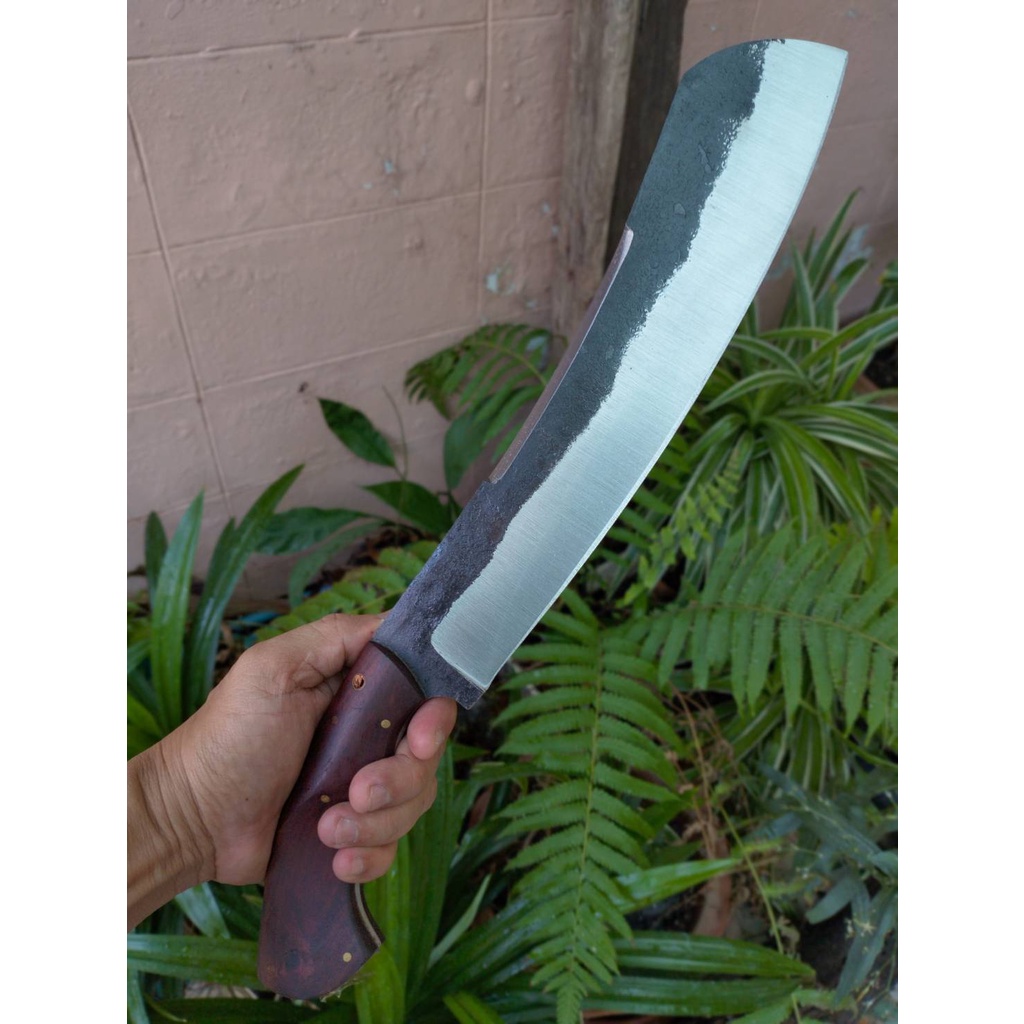 มีดแรมโบ้ (Rambo knife) มีดแคมป์ มีดคัตติ้ง มีดทำสวน มีดเดินป่า ใบ 11.1” Sup9 fulltank ตีร้อนชุบแข็ง ผิวไฟ ด้ามไม้พะยูง