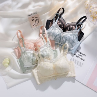 ชุดชั้นในสตรีหน้าอกเล็กดันทรง Bralette ไม่มีแหวนเหล็กป้องกันการหย่อนคล้อยปรับได้ชุดชั้นในลูกไม้เซ็กซี่