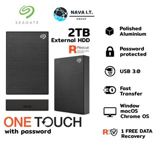 COINSคืน15%⚡FB9JMZV6⚡ SEAGATE ONE TOUCH WITH PASSWORD EXTERNAL HARDDISK 2TB (FAST TRANSFER/USB 3.0) BLACK- ประกัน 3ปี