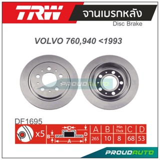 TRW จานเบรกหลัง (1 คู่) VOLVO 760 , 940 ปี 1993