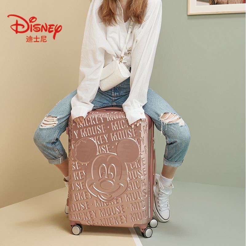 A.t.a Disney กระเป๋าเดินทางล้อลาก แบบใส่รหัสผ่าน 20 นิ้ว สีแดง สําหรับผู้หญิง