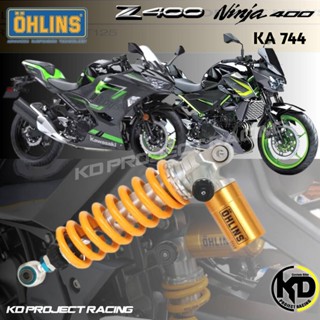 โช๊คหลัง Ohlins KA744, KA745 ชุดสปิงโช๊คหน้า FSK133,FSK 147 Kawasaki Ninja 400  2018-23 แท้ 100%