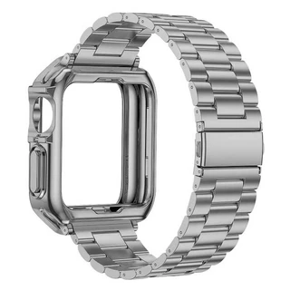 สําหรับ Apple Watch Ultra 49 + Series 11/10/9/8/7 45/41 มม. SE 6/5/4 44/40 มม. พร้อมเคส TPU และสายสแตนเลส