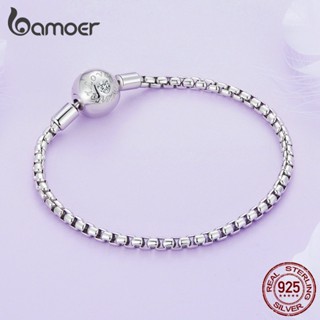 Bamoer สร้อยข้อมือเงิน 925 17 ซม. และ 19 ซม. เครื่องประดับแฟชั่น สําหรับผู้หญิง DIY