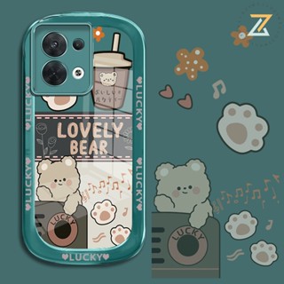 Zymello เคส VIVO Y22 Y16 Y22S Y21 Y35 Y02S V25E V25 V23 Y33S Y21S Y21A Y21T Y33T เคสโทรศัพท์ซิลิโคนหมีเพลงชานมการ์ตูนน่ารัก