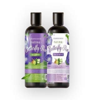 แชมพูคุณศรี 1แถม1 แชมพูอัญชัน+ทรีตเมนท์ : KhunSri Butterfly Pea Herbal Shampoo + Treatment 1 ชุด