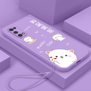 เคสโทรศัพท์มือถือ tpu นิ่ม กันลื่น ลายการ์ตูนแมวน่ารัก พร้อมสายคล้อง สําหรับ REALME 5 REALME 5I REALME 5S REALME 6I REALME C3 REALME C20 Case REALME C21