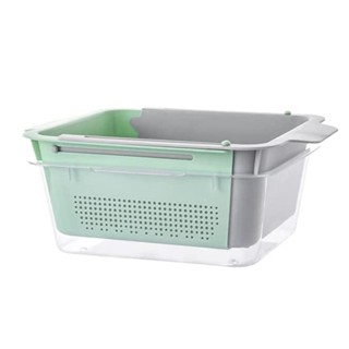 Over The Sink Colander Strainer Basket, Expandable Collapsable Collinders Vegetable/Fruit Washing Basket,Double Layered