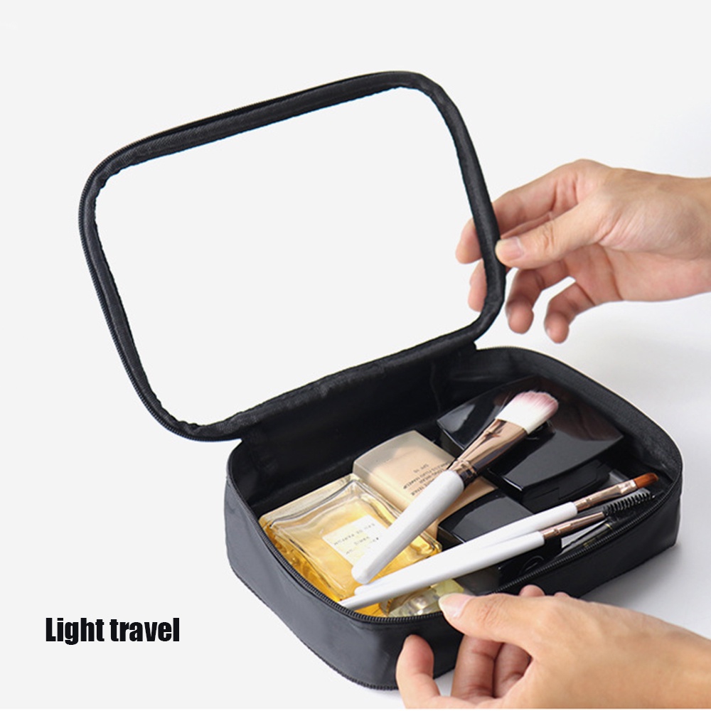 กระเป๋าเครื่องสําอาง แบบใส กันน้ํา อเนกประสงค์ แบบพกพา สีดํา สําหรับผู้หญิง - รูปที่ 4