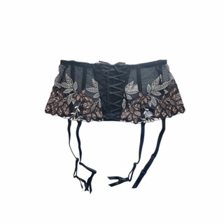 Garter Belt การ์เตอร์สายรัดถุงน่องตกแต่งลูกไม้ยืดสุดเซ็กซี่ สายปรับความยาวได้ ยาว 6 นิ้ว สาว S-M ใส่ได้ โบว์ดำ