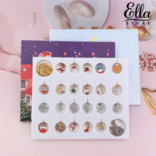 Ellastore123 จี้ปฏิทินคริสต์มาส รูปกวาง สโนว์แมน เมฆ สุนัข หมี น้ําหนักเบา สําหรับตกแต่งปาร์ตี้ 1 ชุด