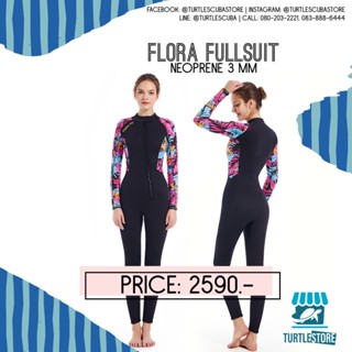 Flora Women Fullsuit women Neoprene 3mm ชุดเว็ทสูท ดำน้ำ กันแดด กันหนาว พร้อมส่งจากไทย