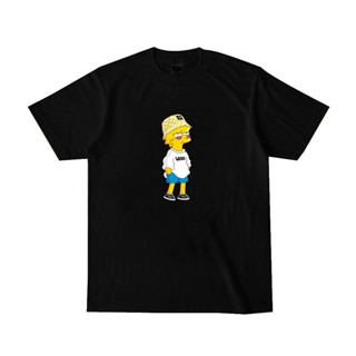 The Simpsons Shirt Vans The Simpson เสื้อยืดลําลองสําหรับผู้ชายผู้หญิงแขนสั้นคอกลมสีดําสีขาวไซส์ S-4Xl