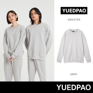 Yuedpao ยอดขาย No.1 รับประกันไม่ย้วย 2 ปี sweater  เสื้อยืดเปล่า เสื้อยืดสีพื้น เสื้อยืด Sweater สี Gray