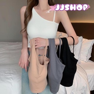 JJ shop 💜พร้อมส่ง เสื้อกล้ามมีฟองน้ำ สายใหญ่ข้างสายเล็กข้าง ผ้าใส่บาย "FY1326" -N