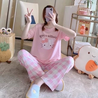 พร้อมส่ง ชุดนอน เสื้อแขนสั้น-กางเกงขายาว ฟรีไซส์ ลายการ์ตูนน่ารักๆ ผ้านิ่ม ใส่สบาย