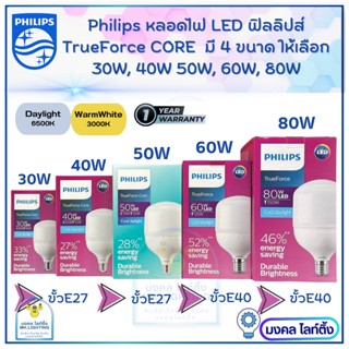 หลอดไฟPhilips TrueForce Core Gen3 หลอดไฟ LED มี 3  ขนาด 30w 40w 50w ขั้ว E27และขั้ว E40 หลอดไฟLED ฟิลิปส์ ทรูฟอร์ช- คอร์