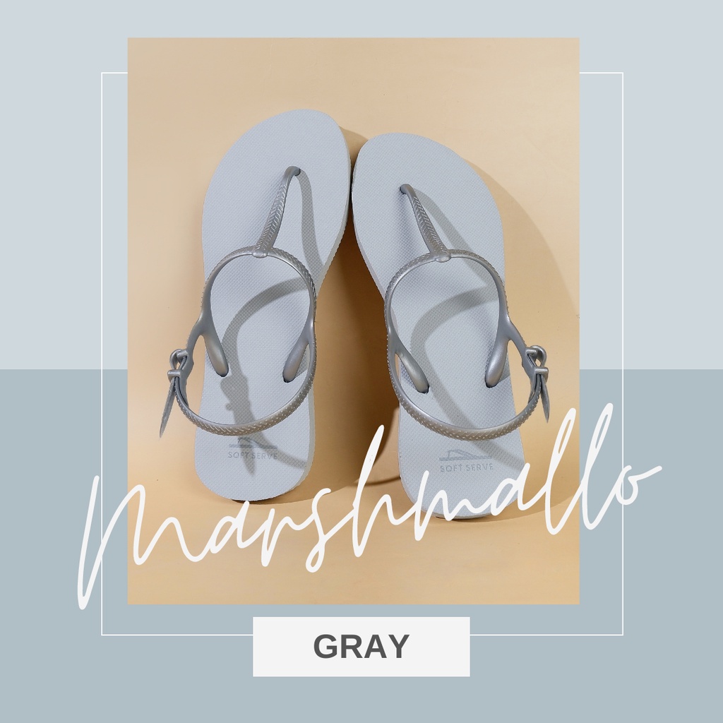 Softserve รองเท้าแตะคีบ รัดส้น ยางพาราแท้ สี Marshmallow-Gray