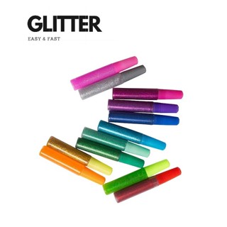 สีกลิตเตอร์12 แท่ง กาวกากเพชร งานศิลปะ ชุดกาวกากเพชร Glitter Glue Collection Set ขนาด 10 ml กาวกาวเพชรชนิดละเอียด แน่นเต