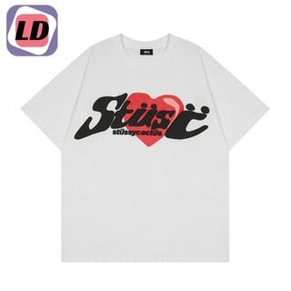 LD  STUSSY เสื้อยืด พิมพ์ลายกราฟฟิค สไตล์วินเทจ โอเวอร์ไซซ์ สําหรับผู้ชาย