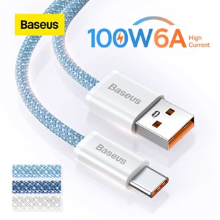 Baseus สายชาร์จ USB C 100W 6A ชาร์จเร็ว สําหรับโทรศัพท์ Samsung S22 S21 Ultra Xiaomi Mi 10