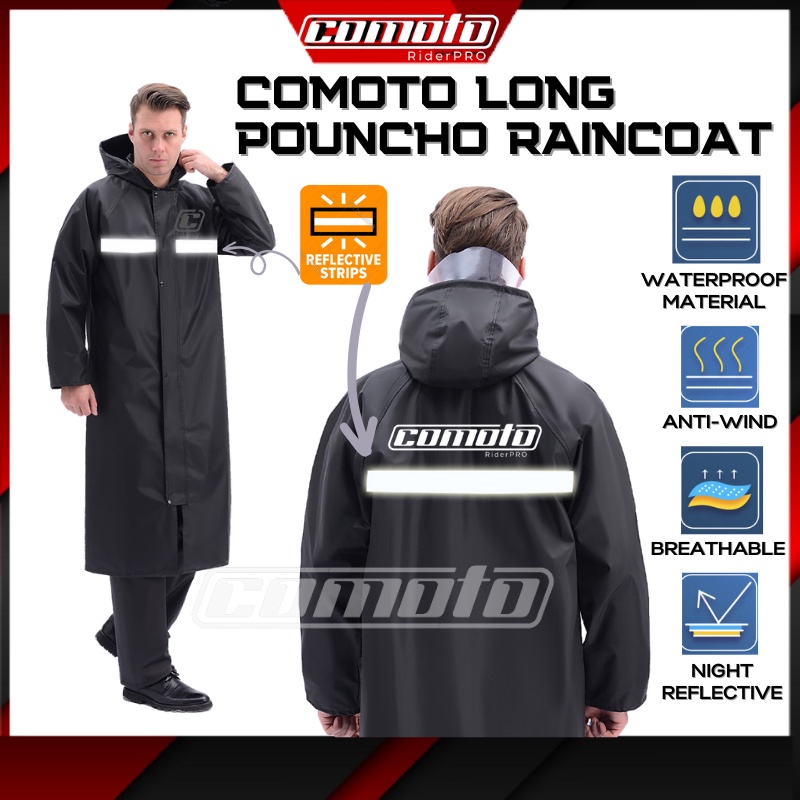 COMOTO Poncho เสื้อกันฝน Baju Hujan เสื้อกันฝนกันน้ําเสื้อฝนรถจักรยานยนต์ Jasket Baju Hujan มอเตอร์