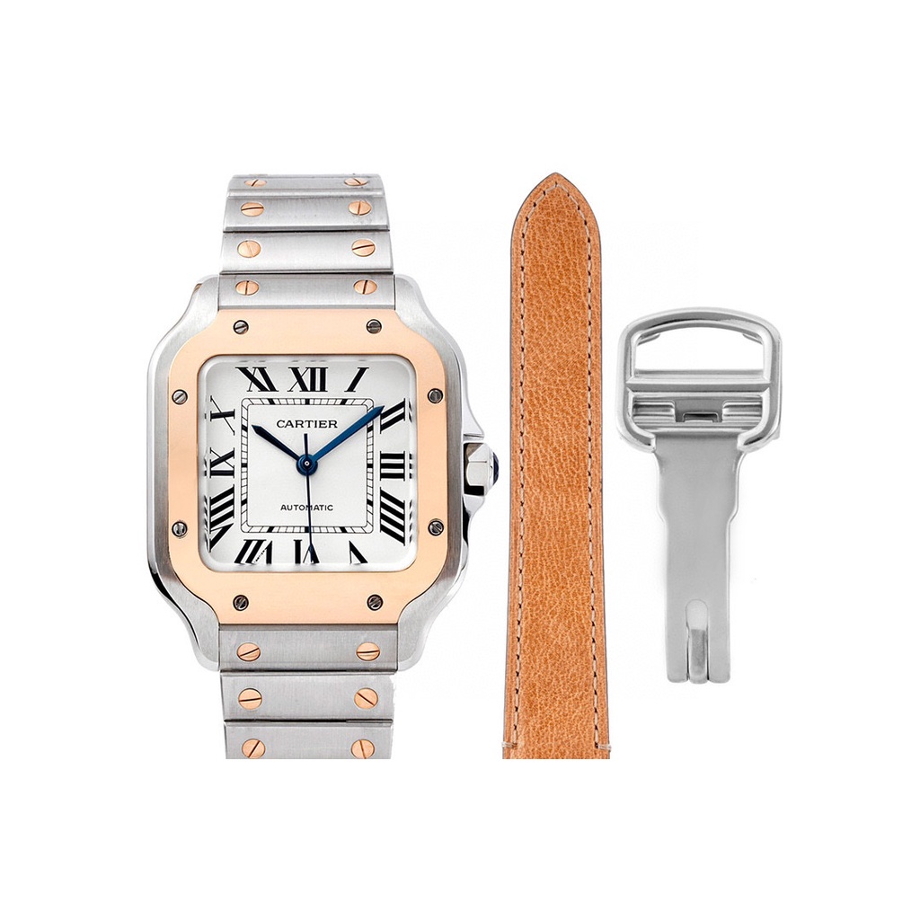 พรี​ ราคา17500 Cartier santos de เพชร​ นาฬิกา​ผู้หญิง​ นาฬิกาควอตซ์ steel  นาฬิกา​ผู้ชาย​ size35.1mm