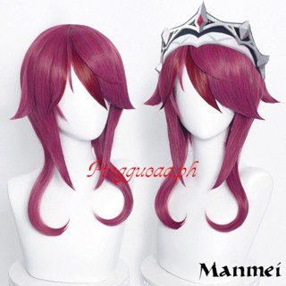 Manmei Genshin Impact Rosaria วิกผมคอสเพลย์ ยาว 55 ซม. ทนความร้อน สีกุหลาบ สีแดง สําหรับปาร์ตี้ฮาโลวีน