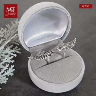 MT แหวนเงินแท้ ปีกนางฟ้า งานรมดำ ไซส์: 54, 55, 56, 57 Solid 925 Sterling Silver Ring (sr251) MT Jewelry มณีธารา