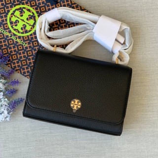 💥NEW TORY BURCH #67332 NWT CARTER SHRUNKEN SHOULDER BAG ครอสบอดี้หนังสีดำทั้งใบ